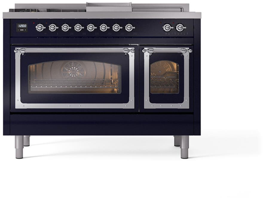 Ilve UN48FSNMPMBC Midnight Blue With Chrome Knobs, Natural Gas
