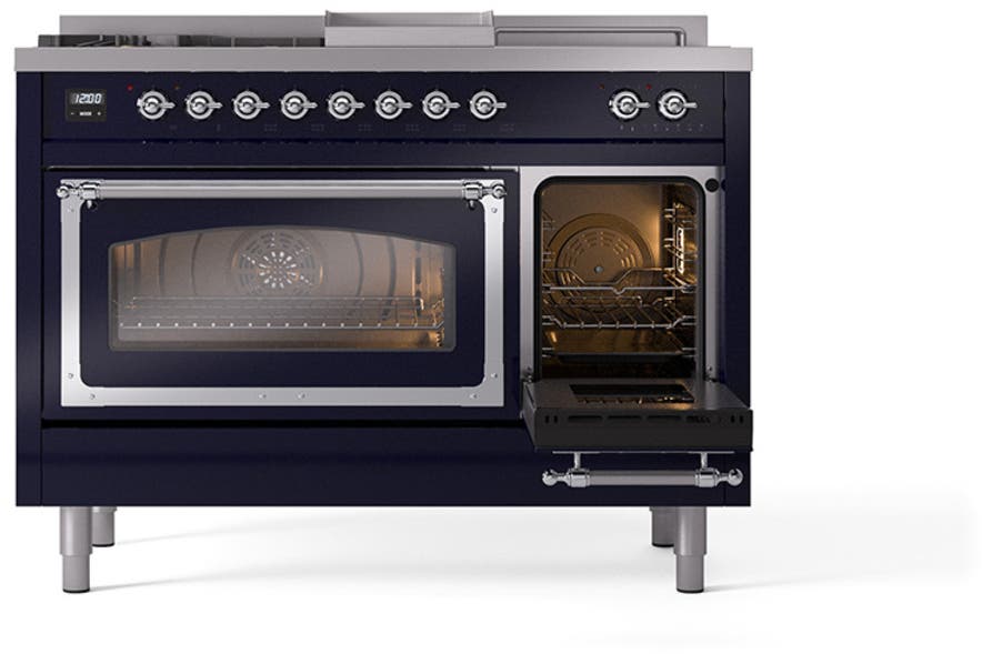 Ilve UN48FSNMPMBC Midnight Blue With Chrome Knobs, Natural Gas