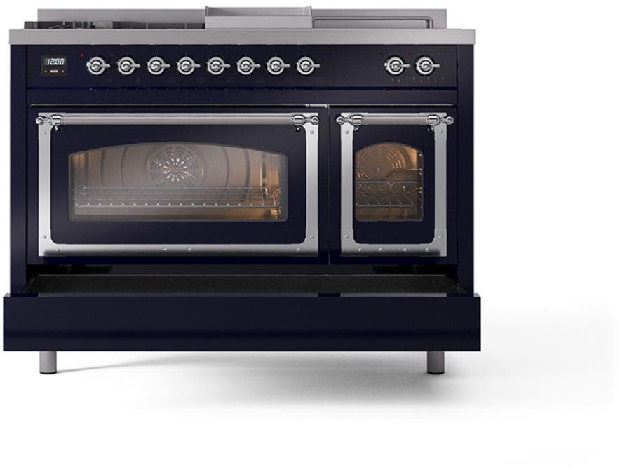 Ilve UN48FSNMPMBC Midnight Blue With Chrome Knobs, Natural Gas