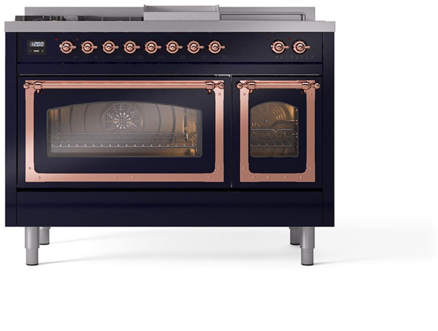 Ilve UN48FSNMPMBPLP Midnight Blue With Copper Knobs, Liquid Propane