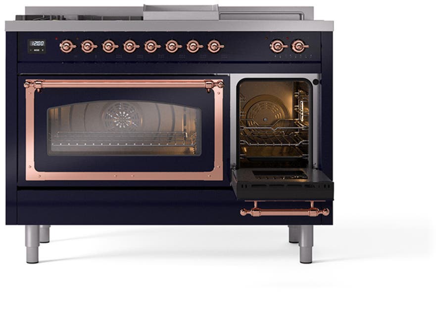 Ilve UN48FSNMPMBPLP Midnight Blue With Copper Knobs, Liquid Propane
