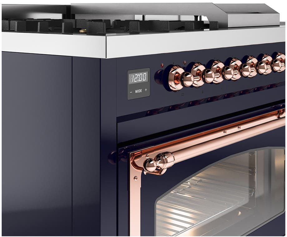 Ilve UN48FSNMPMBPLP Midnight Blue With Copper Knobs, Liquid Propane