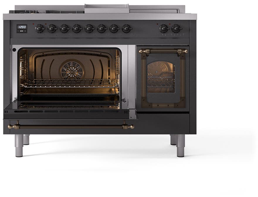 Ilve UN48FSNMPMGBLP Graphite Matte With Bronze Knobs, Liquid Propane