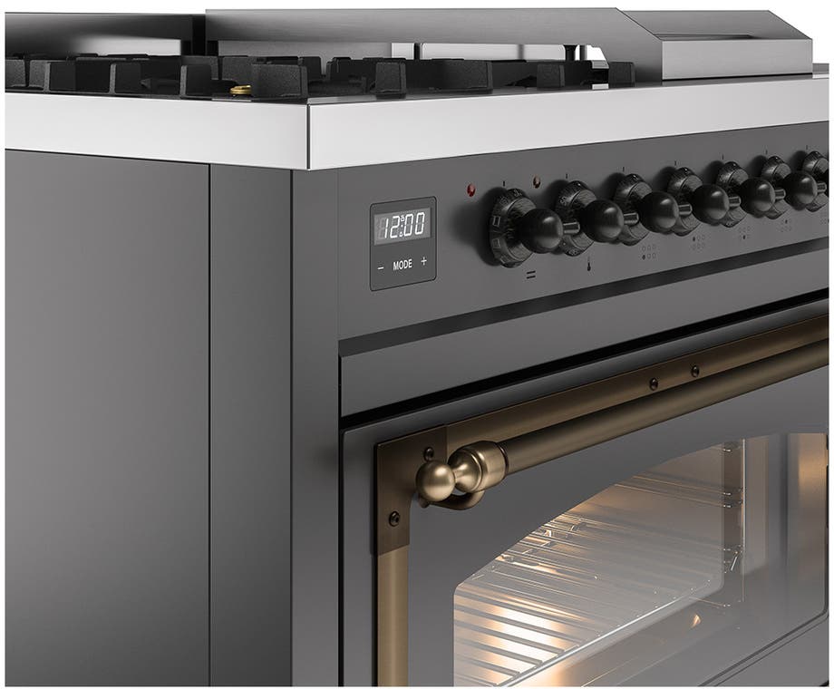 Ilve UN48FSNMPMGBLP Graphite Matte With Bronze Knobs, Liquid Propane