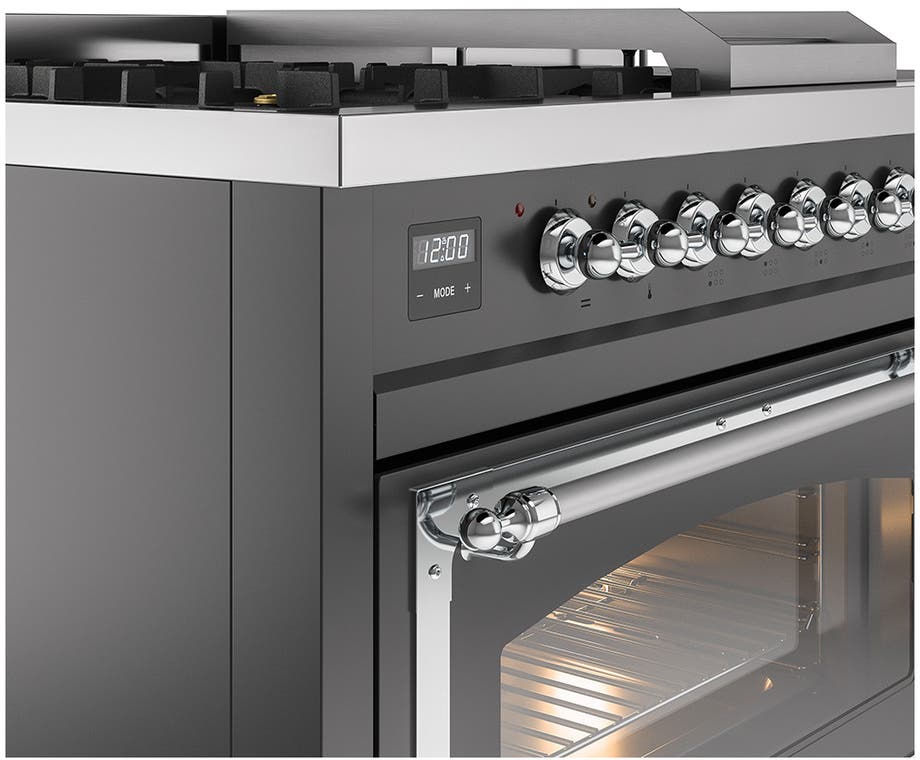 Ilve UN48FSNMPMGCLP Graphite Matte With Chrome Knobs, Liquid Propane