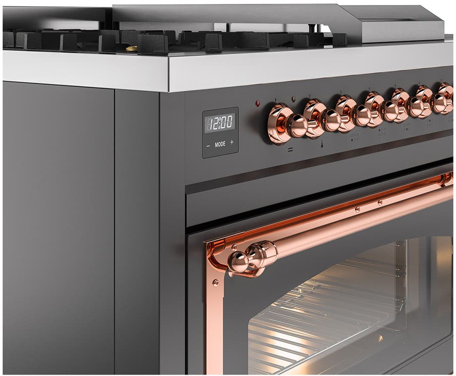 Ilve UN48FSNMPMGP Graphite Matte With Copper Knobs, Natural Gas