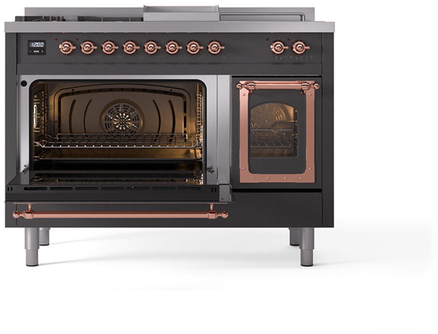 Ilve UN48FSNMPMGPLP Graphite Matte With Copper Knobs, Liquid Propane