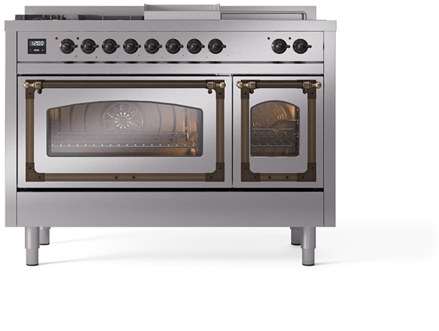 Ilve UN48FSNMPSSBLP Stainless Steel With Bronze Knobs, Liquid Propane