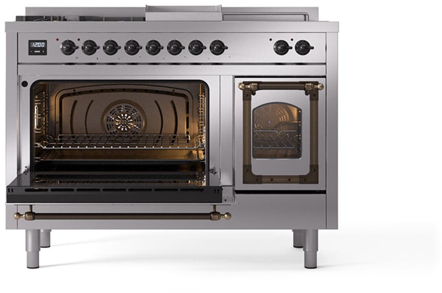 Ilve UN48FSNMPSSBLP Stainless Steel With Bronze Knobs, Liquid Propane