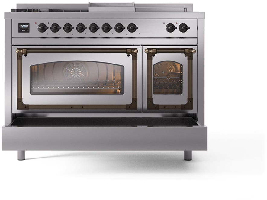 Ilve UN48FSNMPSSBLP Stainless Steel With Bronze Knobs, Liquid Propane