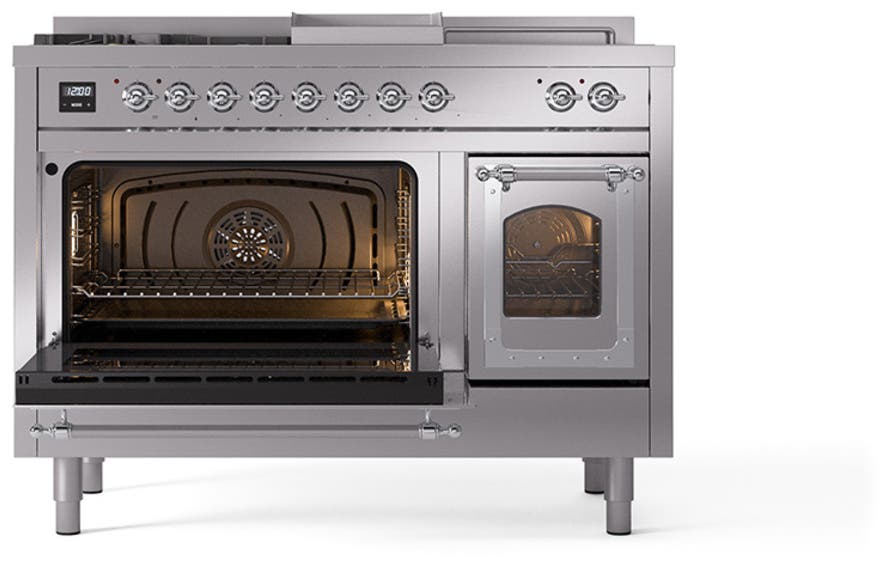 Ilve UN48FSNMPSSC Stainless Steel With Chrome Knobs, Natural Gas