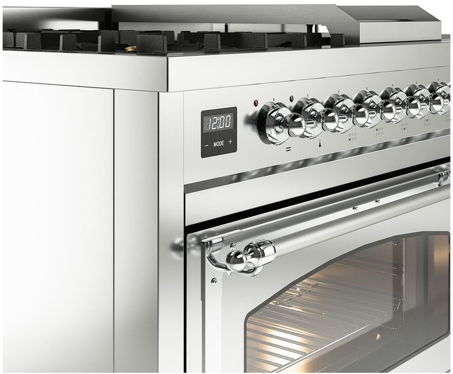 Ilve UN48FSNMPSSC Stainless Steel With Chrome Knobs, Natural Gas