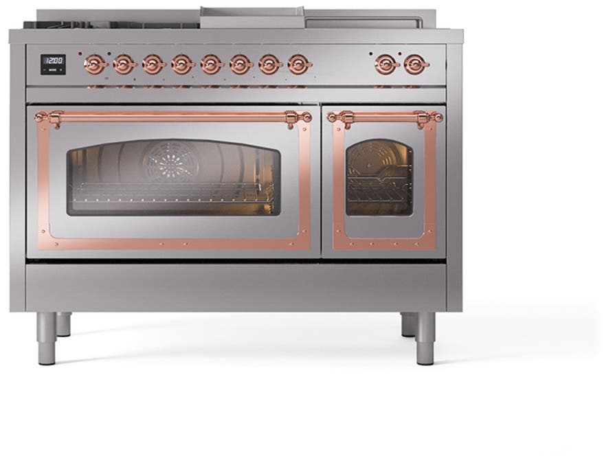 Ilve UN48FSNMPSSPLP Stainless Steel With Copper Knobs, Liquid Propane