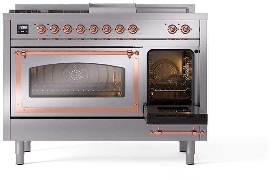 Ilve UN48FSNMPSSPLP Stainless Steel With Copper Knobs, Liquid Propane