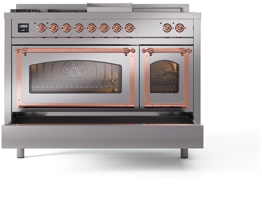 Ilve UN48FSNMPSSPLP Stainless Steel With Copper Knobs, Liquid Propane
