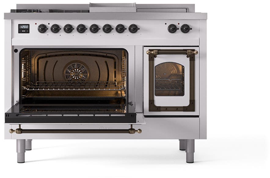 Ilve UN48FSNMPWHB White With Bronze Knobs, Natural Gas