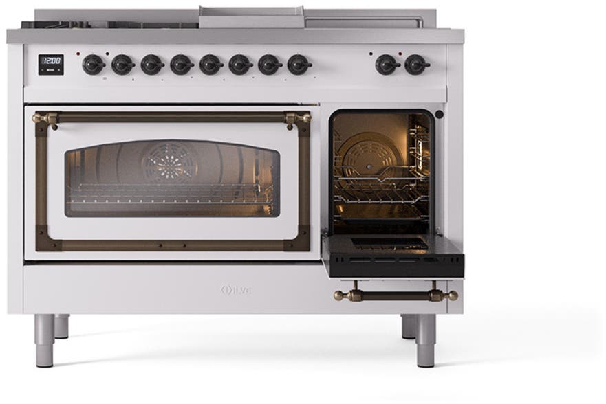Ilve UN48FSNMPWHB White With Bronze Knobs, Natural Gas