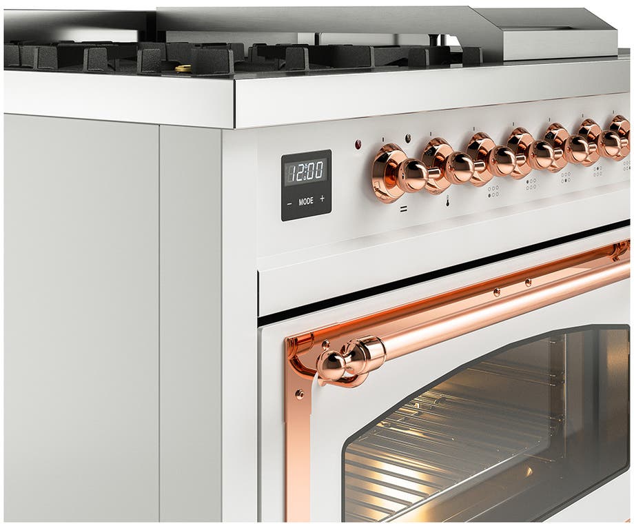 Ilve UN48FSNMPWHP White With Copper Knobs, Natural Gas