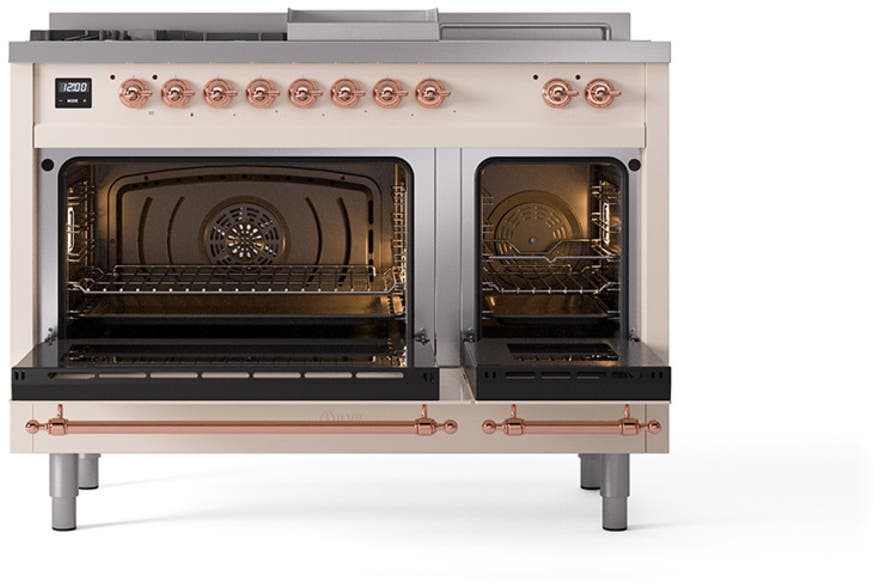 Ilve UN48FSQNMPAWPLP Antique White With Copper Knobs, Liquid Propane