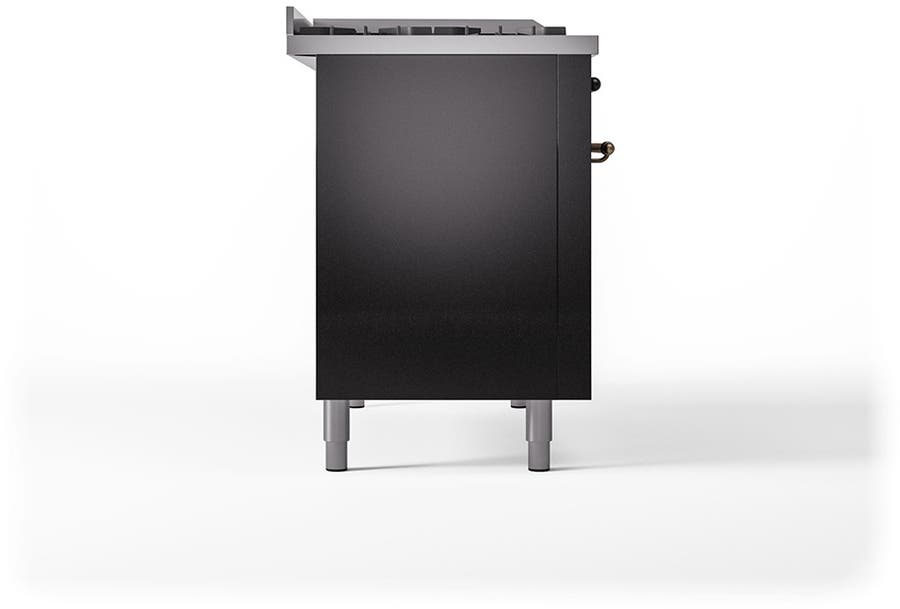 Ilve UN48FSQNMPBKBLP Glossy Black With Bronze Knobs, Liquid Propane