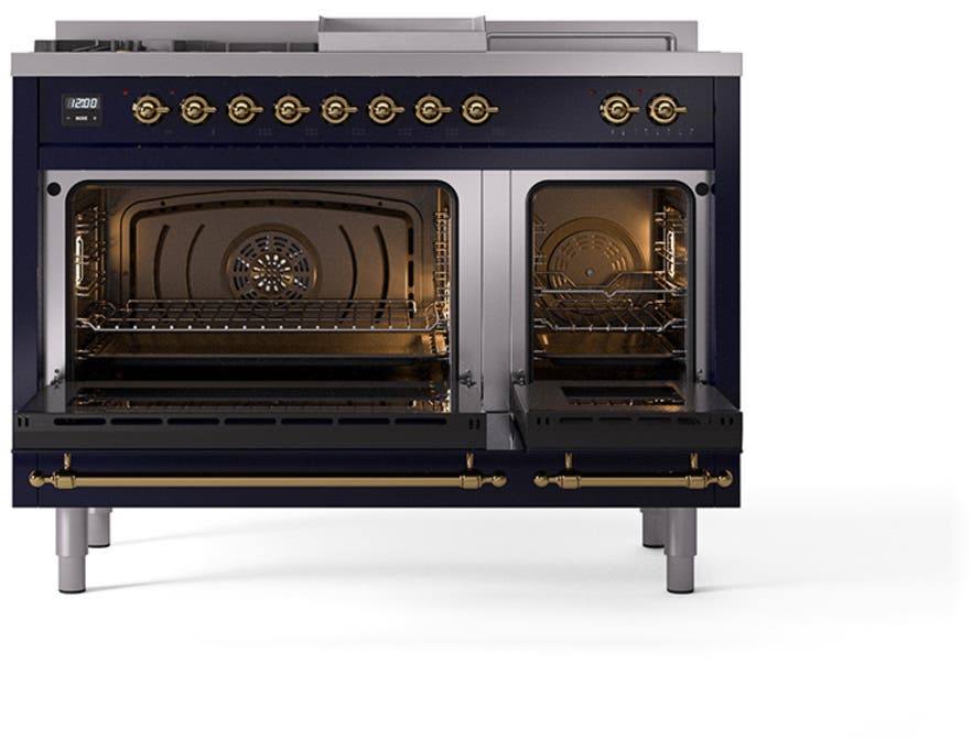 Ilve UN48FSQNMPMBG Midnight Blue With Brass Knobs, Natural Gas