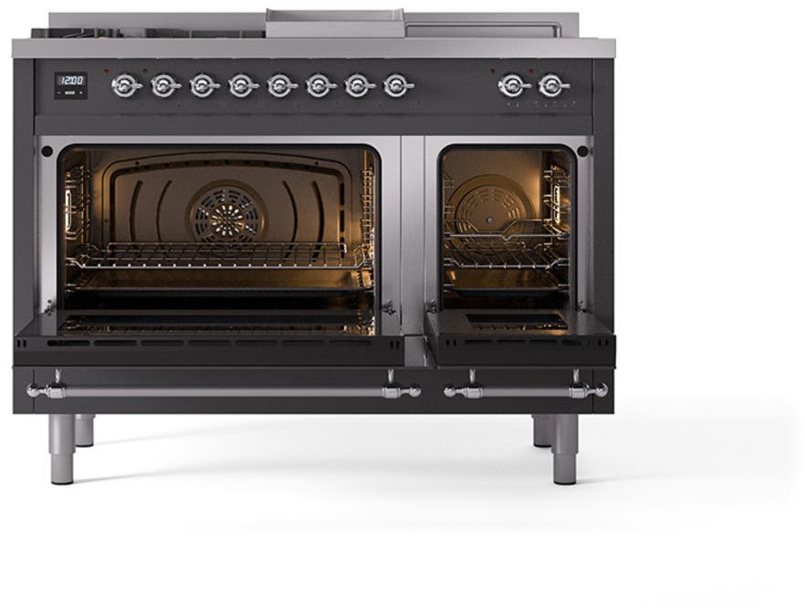 Ilve UN48FSQNMPMGCLP Graphite Matte With Chrome Knobs, Liquid Propane