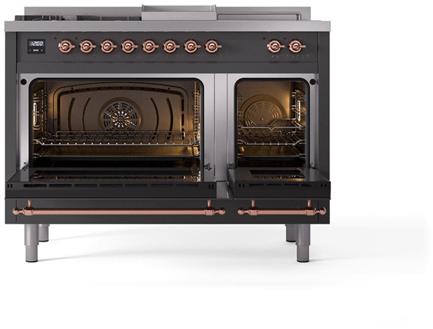 Ilve UN48FSQNMPMGPLP Graphite Matte With Copper Knobs, Liquid Propane
