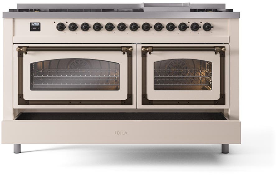 Ilve UN60FNMPAWBLP Antique White With Bronze Knobs, Liquid Propane