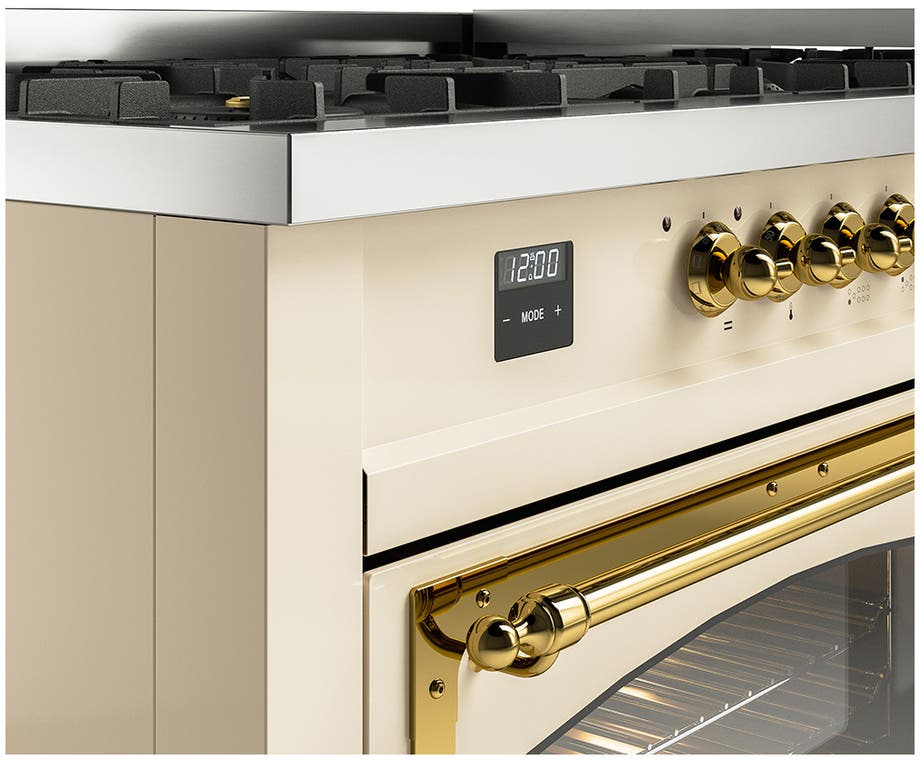 Ilve UN60FNMPAWG Antique White With Brass Knobs, Natural Gas
