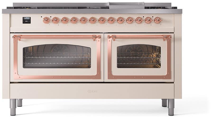 Ilve UN60FNMPAWPLP Antique White With Copper Knobs, Liquid Propane