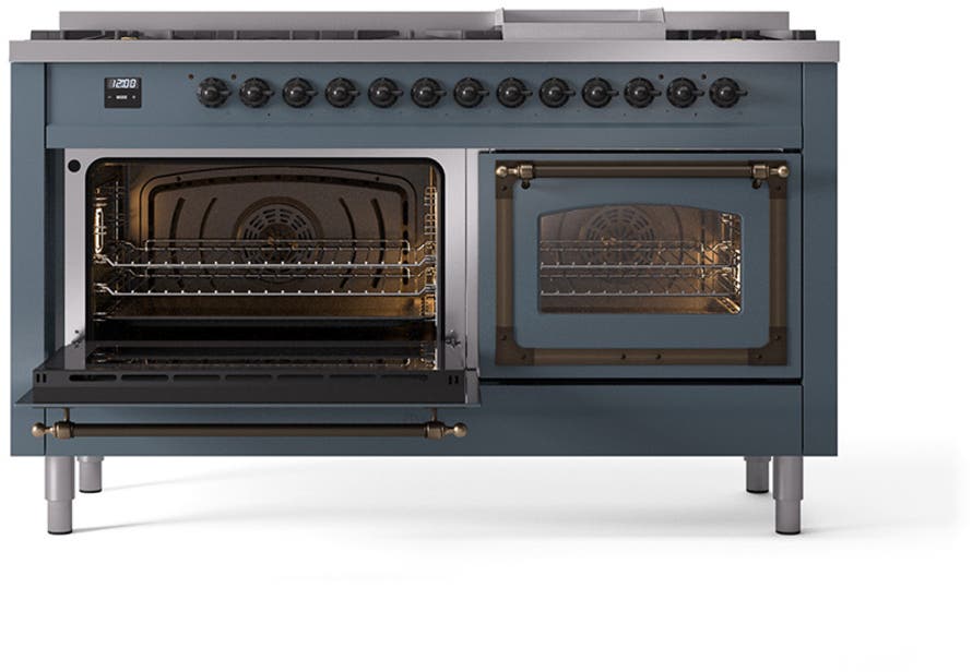 Ilve UN60FNMPBGBLP Blue Grey With Bronze Knobs, Liquid Propane