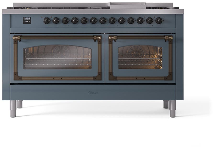 Ilve UN60FNMPBGBLP Blue Grey With Bronze Knobs, Liquid Propane