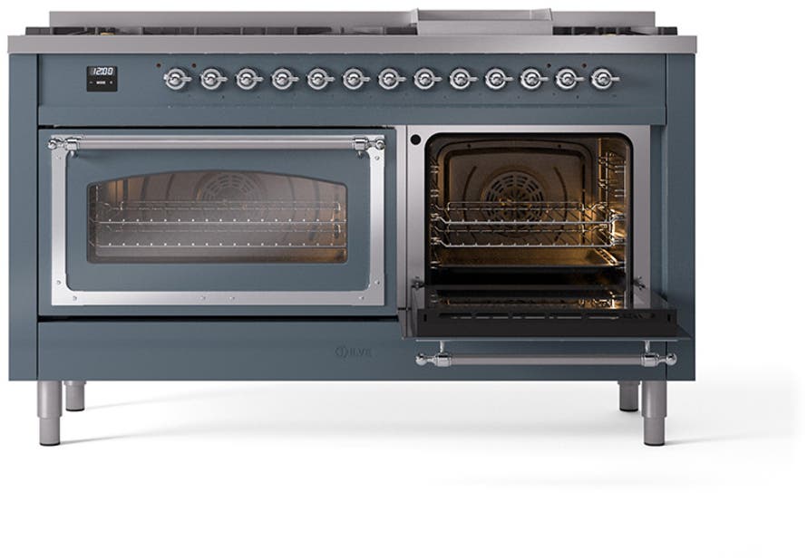 Ilve UN60FNMPBGC Blue Grey With Chrome Knobs, Natural Gas