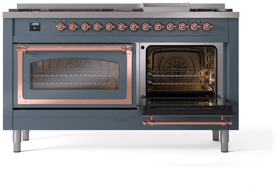 Ilve UN60FNMPBGPLP Blue Grey With Copper Knobs, Liquid Propane