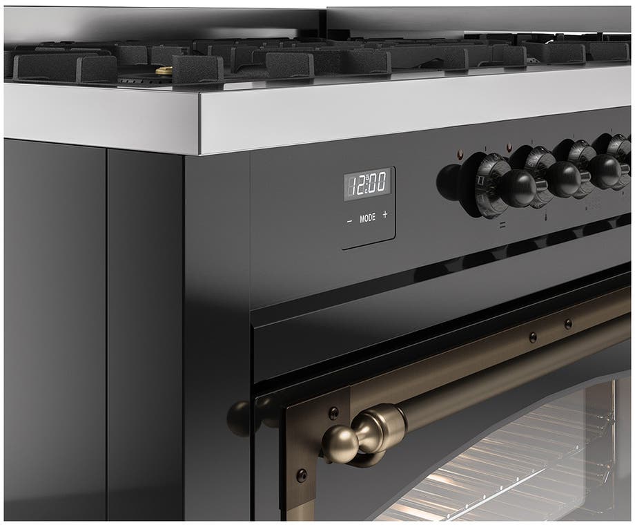 Ilve UN60FNMPBKB Glossy Black With Bronze Knobs, Natural Gas