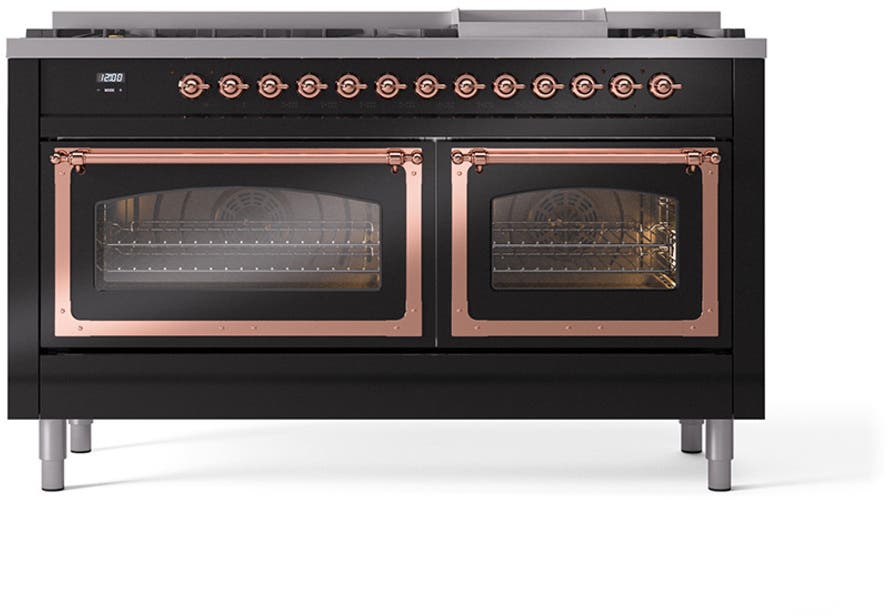 Ilve UN60FNMPBKP Glossy Black With Copper Knobs, Natural Gas