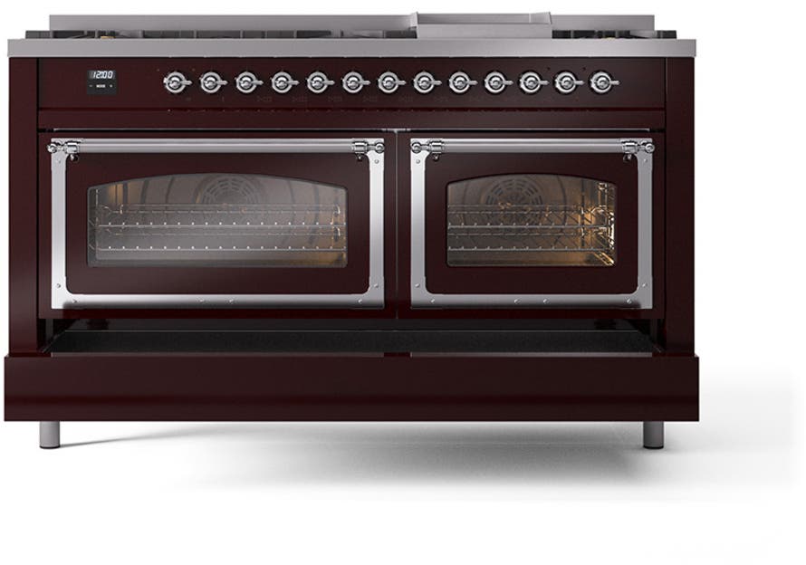 Ilve UN60FNMPBUC Burgundy With Chrome Knobs, Natural Gas