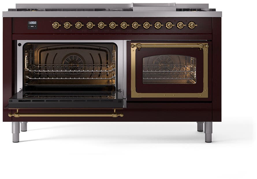 Ilve UN60FNMPBUG Burgundy With Brass Knobs, Natural Gas