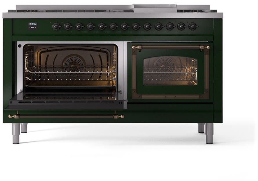 Ilve UN60FNMPEGB Emerald Green With Bronze Knobs, Natural Gas