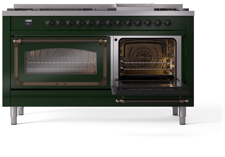 Ilve UN60FNMPEGB Emerald Green With Bronze Knobs, Natural Gas