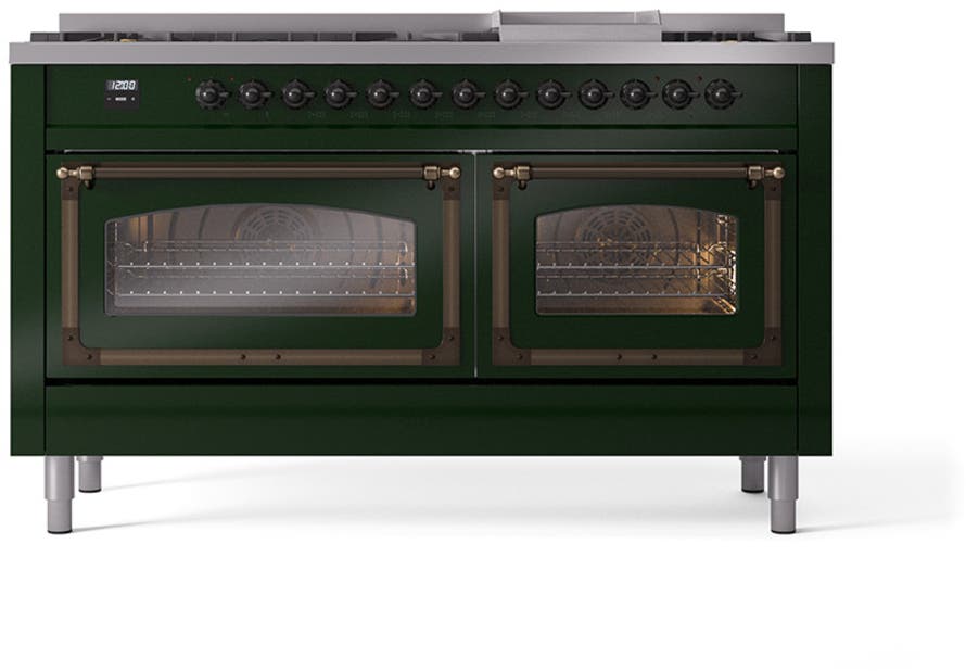 Ilve UN60FNMPEGBLP Emerald Green With Bronze Knobs, Liquid Propane