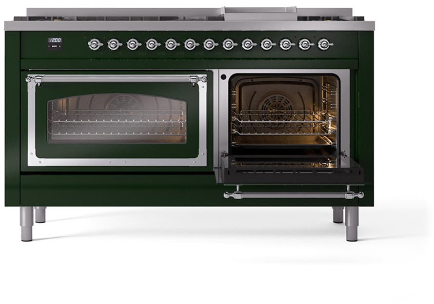 Ilve UN60FNMPEGC Emerald Green With Chrome Knobs, Natural Gas