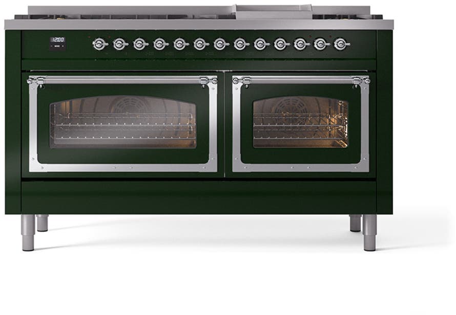 Ilve UN60FNMPEGC Emerald Green With Chrome Knobs, Natural Gas