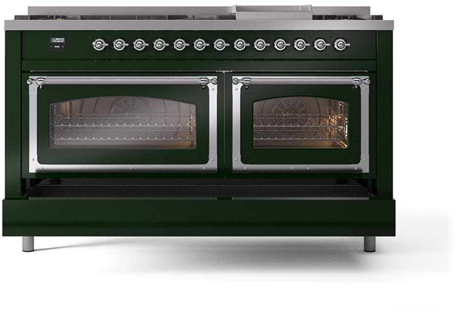Ilve UN60FNMPEGC Emerald Green With Chrome Knobs, Natural Gas