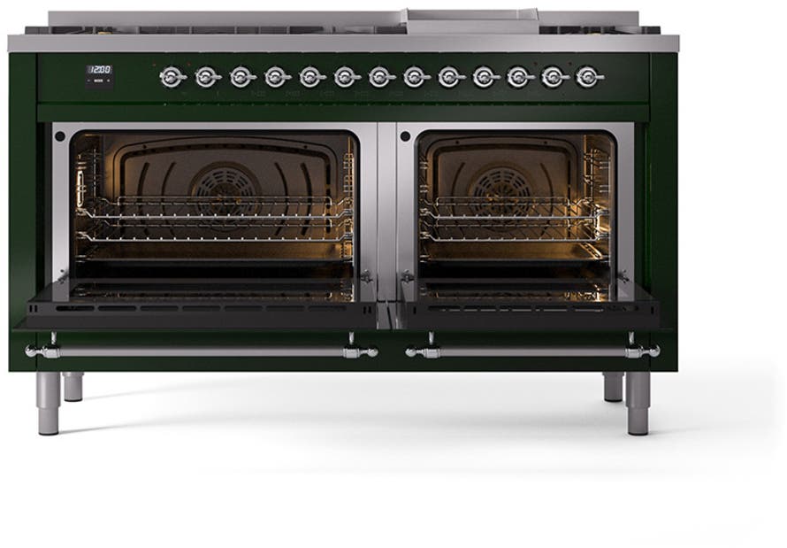 Ilve UN60FNMPEGCLP Emerald Green With Chrome Knobs, Liquid Propane