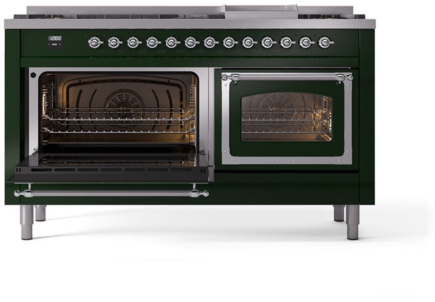 Ilve UN60FNMPEGCLP Emerald Green With Chrome Knobs, Liquid Propane