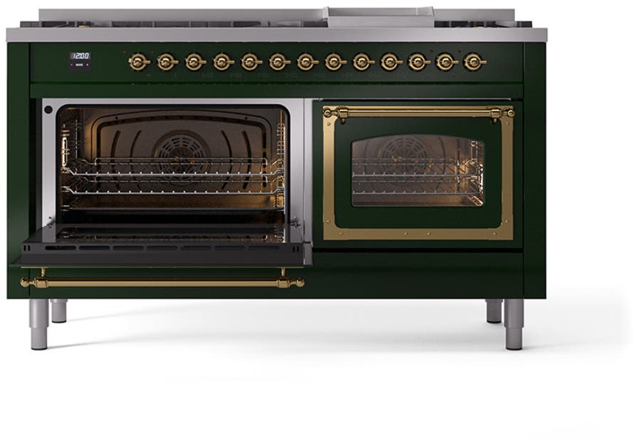 Ilve UN60FNMPEGG Emerald Green With Brass Knobs, Natural Gas
