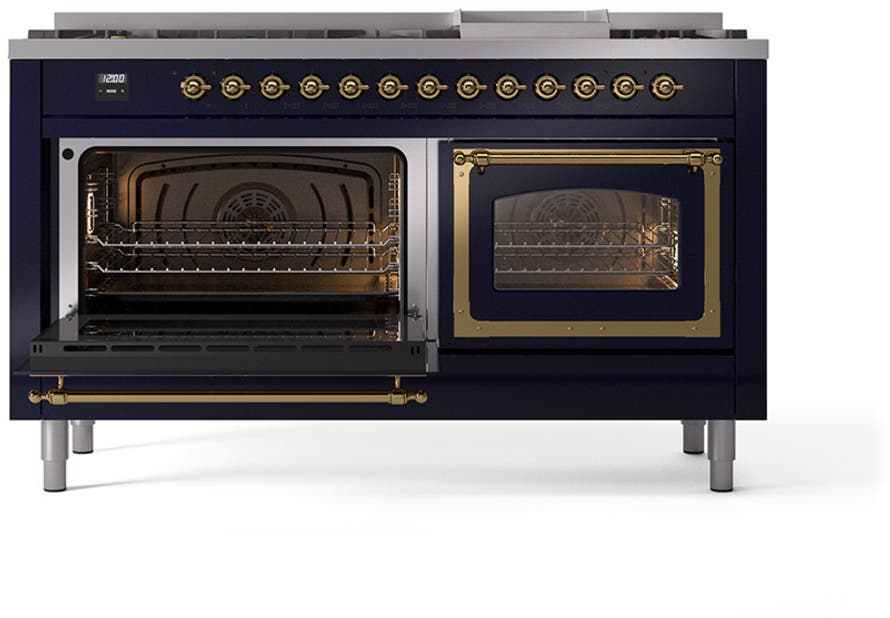 Ilve UN60FNMPMBGLP Midnight Blue With Brass Knobs, Liquid Propane