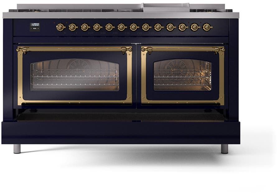 Ilve UN60FNMPMBGLP Midnight Blue With Brass Knobs, Liquid Propane