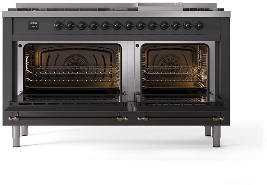 Ilve UN60FNMPMGB Graphite Matte With Bronze Knobs, Natural Gas